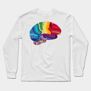 Sampler Brain - Embroidered Look - Rainbow Brain Long Sleeve T-Shirt